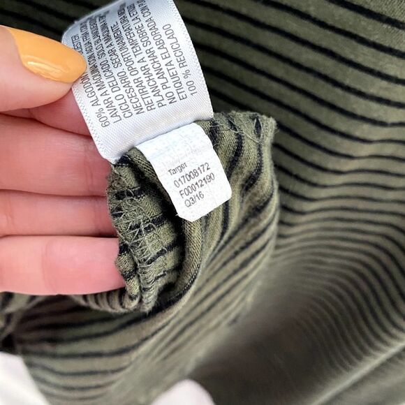 Mossimo Supply Co. Long Sleeve V-Neck Striped T-Shirt Green Black Size XL Tee - Picture 8 of 9